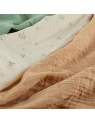 BB-CDSW008,ONINO - Muselina multifunctionala din bumbac 100% organic, HUG.me, Pure Nature, x3 bucati, 60 x 60 cm, certificata GO