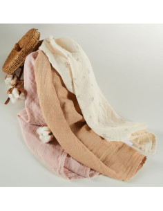 BB-CDSW007,ONINO - Muselina multifunctionala din bumbac 100% organic, HUG.me, Pure Bloom, x3 bucati, 60 x 60 cm, certificata GOT 2