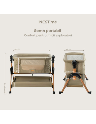 BB-B15,ONINO - Patut co-sleeper NEST.me, Misty Taupe