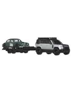MTFLF56_JBM29,Hot Wheels Transportator Land Rover Defender 110 2023 Cu Masinuta Jaguar Mk1 Scara 1 La 64 2
