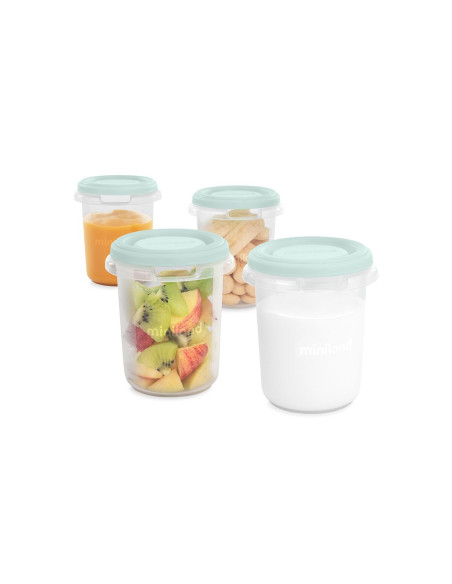 TN-89524,Set 4 recipiente ermetice gradate Miniland Mint 250 ml