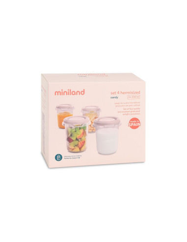 TN-89525,Set 4 recipiente gradate Miniland Candy 250 ml