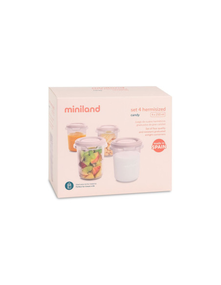 TN-89525,Set 4 recipiente gradate Miniland Candy 250 ml