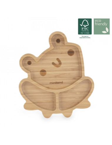TN-89472,Farfuriuta compartimitata cu baza din silicon Miniland Frog