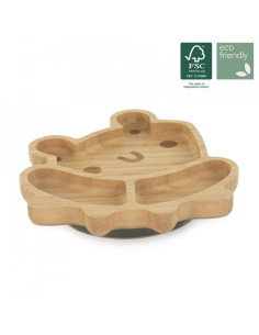 TN-89472,Farfuriuta compartimitata cu baza din silicon Miniland Frog 2