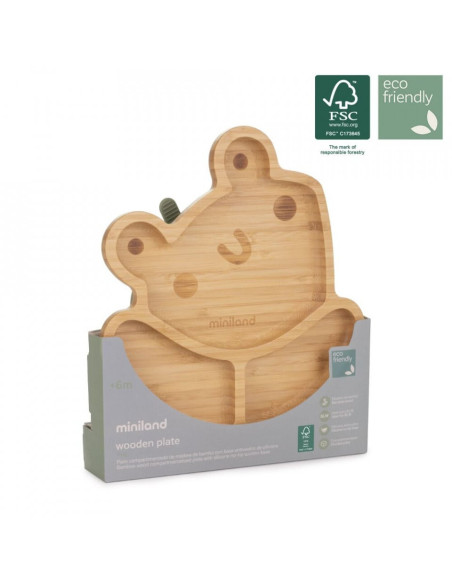 TN-89472,Farfuriuta compartimitata cu baza din silicon Miniland Frog