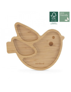 TN-89473,Farfuriuta compartimitata cu baza din silicon Miniland Chick
