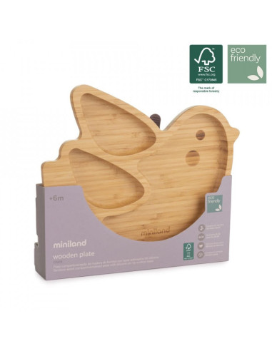TN-89473,Farfuriuta compartimitata cu baza din silicon Miniland Chick