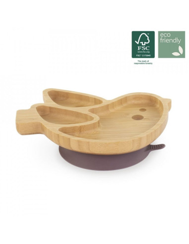 TN-89473,Farfuriuta compartimitata cu baza din silicon Miniland Chick