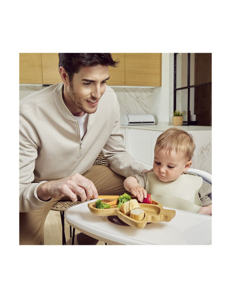 TN-89473,Farfuriuta compartimitata cu baza din silicon Miniland Chick