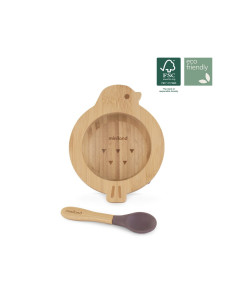 TN-89471,Set lingurita si bol Miniland Bamboo Chick FCS100% 2