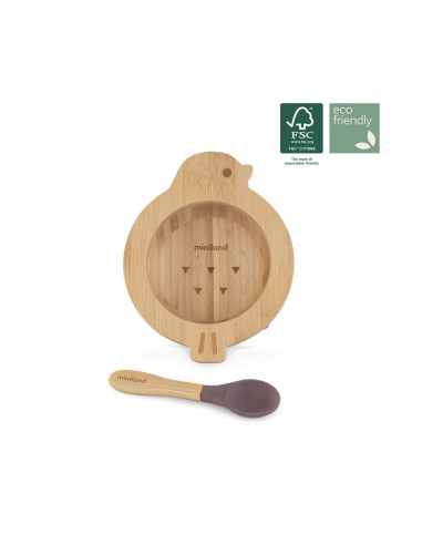 TN-89471,Set lingurita si bol Miniland Bamboo Chick FCS100%