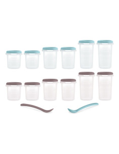 TN-89542,Set 12 recipiente gradate cu 2 lingurite Miniland Terra, 200, 250 si 330 ml