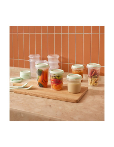 TN-89528,Set 12 recipiente gradate cu 2 lingurite Miniland Mint, 200, 250 si 330 ml