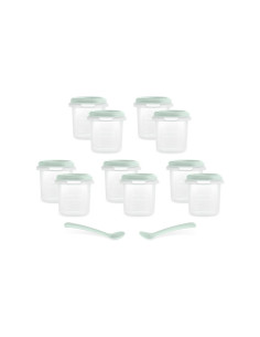 TN-89522,Set 10 recipiente ermetice gradate si 2 lingurite Miniland Mint 200 ml