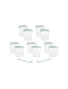 TN-89522,Set 10 recipiente ermetice gradate si 2 lingurite Miniland Mint 200 ml