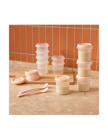 TN-89522,Set 10 recipiente ermetice gradate si 2 lingurite Miniland Mint 200 ml