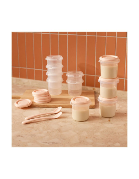 TN-89522,Set 10 recipiente ermetice gradate si 2 lingurite Miniland Mint 200 ml