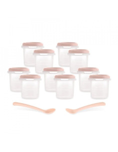 TN-89523,Set 10 recipiente ermetice gradate cu 2 lingurite Miniland Candy 200 ml