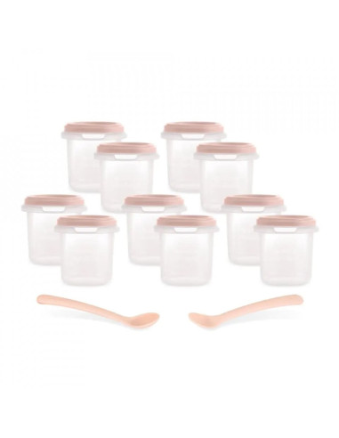 TN-89523,Set 10 recipiente ermetice gradate cu 2 lingurite Miniland Candy 200 ml