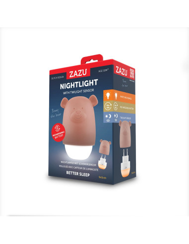 ZA-BENNY-03,Lampa de veghe cu senzor de lumina Benny the Bear, Zazu Kids, Maro
