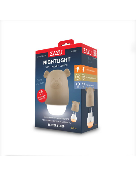 ZA-BENNY-01,Lampa de veghe cu senzor de lumina Benny the Bear, Zazu Kids, Bej
