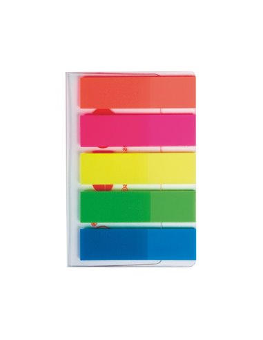 Index plastic Kores 12 x 45 mm, 5 culori x 25 file