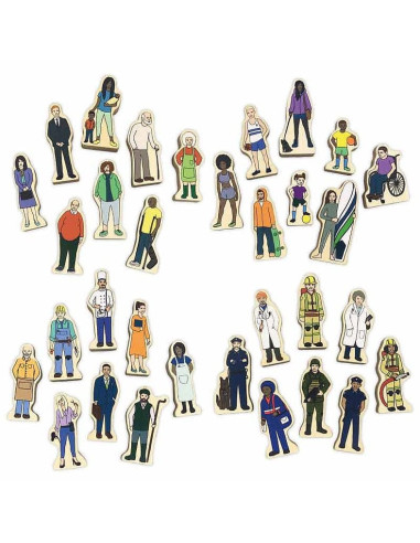 Nex670016,Set de 16 figurine cu Profesii din lemn