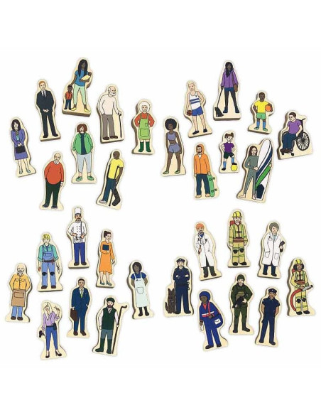 Nex670016,Set de 16 figurine cu Profesii din lemn