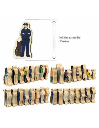 Nex670016,Set de 16 figurine cu Profesii din lemn