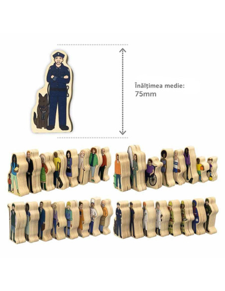 Nex670016,Set de 16 figurine cu Profesii din lemn