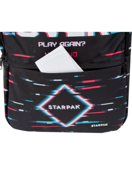 G483,Ghiozdan Starpak Game Over, gradinita, 2 comparimente, 3 buzunare, negru, 446576