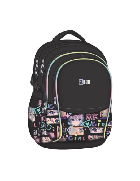 G692,Ghiozdan St.Majewski St.Right Colour Anime, 42cm, 4 compartimente, negru