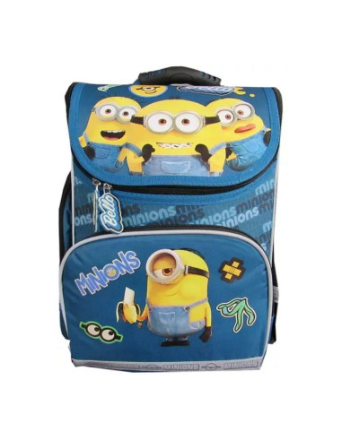 G664,Ghiozdan St.Majewski Minions, 37 cm, rigid, albastru, 644139