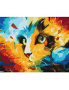 P4717,Set pictura pe numere 40x50cm, Brushme - Pisica in culori - pensule, culori, BS51413