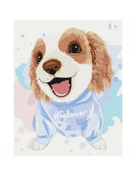P4714,Set pictura pe numere 40x50cm, Brushme - Catelul prieten - pensule, culori, BS51353