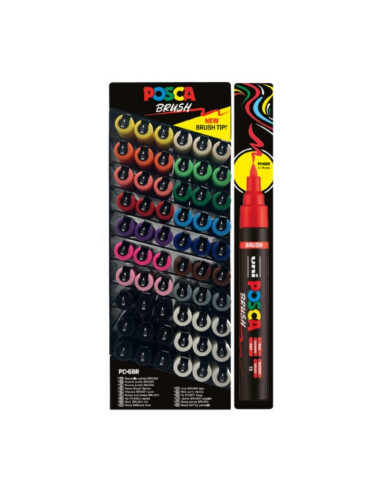 M1620,Display UNI Posca PC-5BR, varf pensula, 1-4mm, 60buc