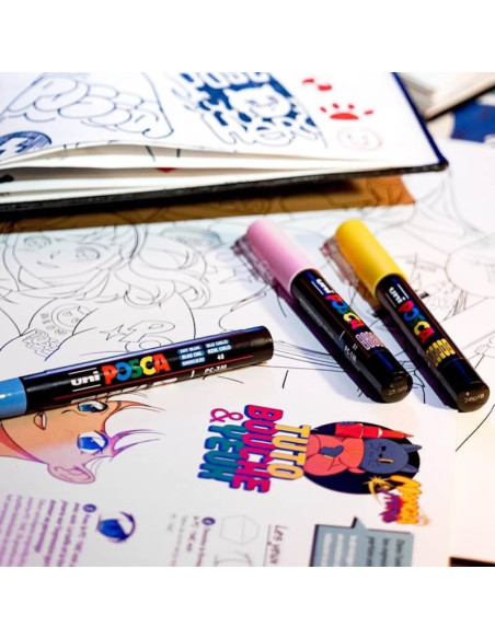 M1644,Marker UNI PC-5M Posca 1.8-2.5 mm set 8 culori MANGA HERO