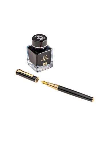 Set stilou si calimara Picasso 9688N, Negru