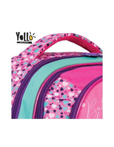 YL026,Ghiozdan anatomic YOLLO YL026, 38 cm, Motiv butterfly