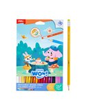 Creioane colorate din plastic cu radiera DELI ColorWow, 36 culori