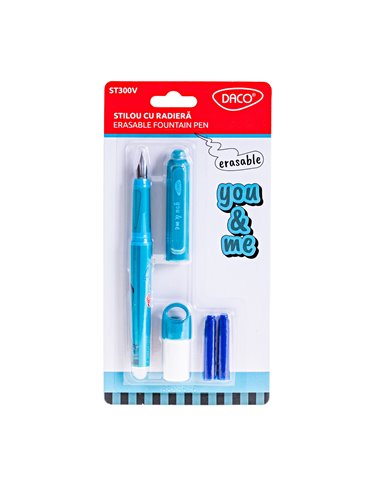 Stilou cu cerneala termosensibila Daco You&Me, Motiv dino, Verde