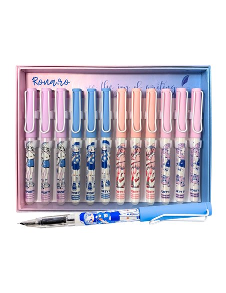 Set 12 stilouri din plastic cu cerneala termosensibila si penita ascunsa 16310, Culori asortate