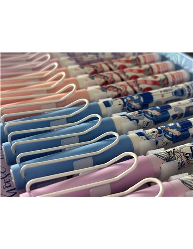 Set 12 stilouri din plastic cu cerneala termosensibila si penita ascunsa 16310, Culori asortate