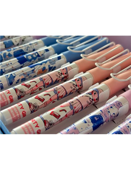 Set 12 stilouri din plastic cu cerneala termosensibila si penita ascunsa 16310, Culori asortate