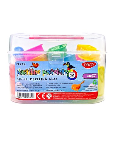 Plastilina 12c 15 Accesorii 200g Pastel Daco Pl212