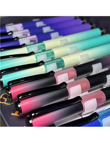 Set 12 stilouri metalice cu cerneala termosensibila si penita ascunsa 30023M, Culori asortate