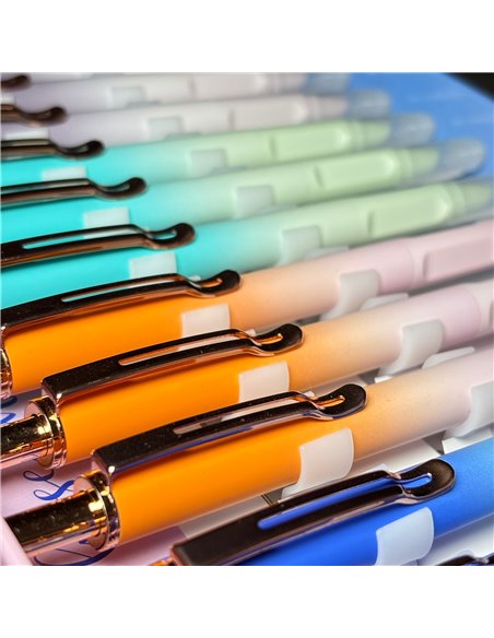 Set 12 stilouri metalice cu cerneala termosensibila si mecanism 16335, Culori asortate