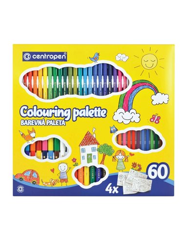 Set colouring palette kids 60 piese centropen