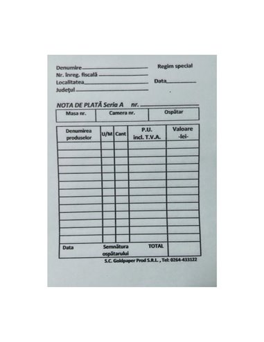 Nota plata autocopiativ 2 exemplare